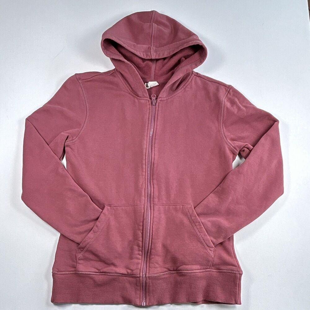Pact Dusty Pink Full Zip Hooded Hoodie w/ Pockets Organic Cotton Womens S